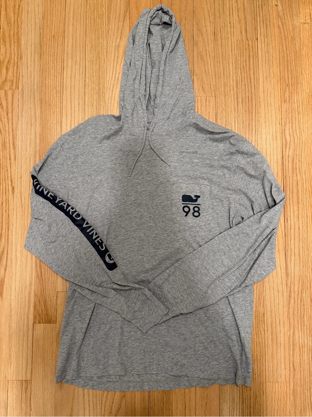 Vineyard Vines Light Gray Pullover Hoodie with Navy Whale